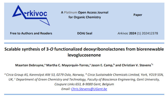 Article: Scalable synthesis of 3-O functionalized deoxyribonolactones from biorenewable levoglucosenone