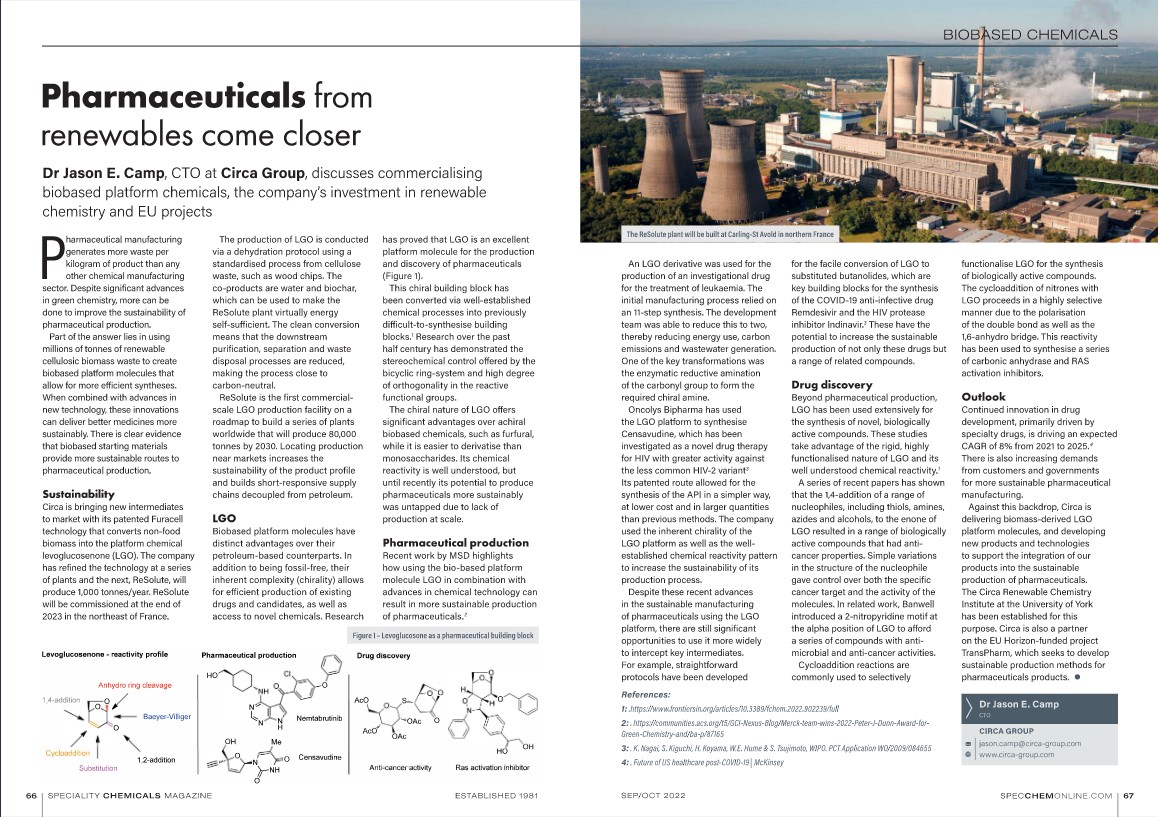 Article: Pharmaceuticals from renewables come closer